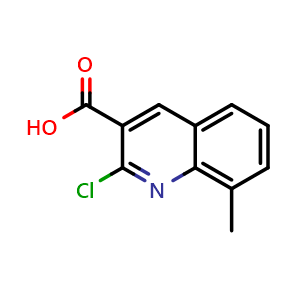 Chemical structure of 2-Chloro-8-methylquinoline-3-carboxylic acid , CAS 399017-39-1, AChemBlock AD259367
