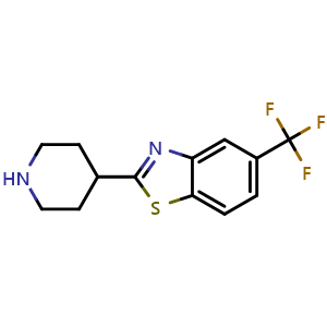 Chemical structure of 2-(piperidin-4-yl)-5-(trifluoromethyl)-1,3-benzothiazole , CAS 400797-96-8, AChemBlock AD259369