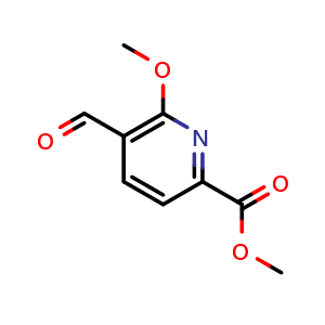 Chemical structure of Methyl 5-formyl-6-methoxypicolinate , CAS 401792-87-8, AChemBlock AD259371