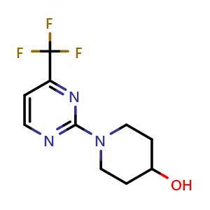 Chemical structure of 1-[4-(Trifluoromethyl)pyrimidin-2-yl]piperidin-4-ol , CAS 401930-07-2, AChemBlock AD259372