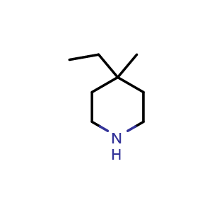 Chemical structure of 4-Ethyl-4-methylpiperidine , CAS 4045-31-2, AChemBlock AD259376