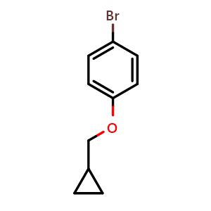 Chemical structure of 1-Bromo-4-(cyclopropylmethoxy)benzene , CAS 412004-56-9, AChemBlock AD259382