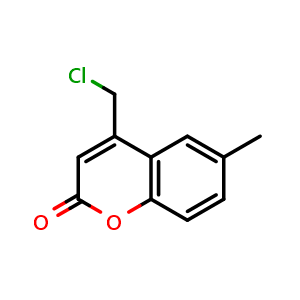 Chemical structure of 4-Chloromethyl-6-methyl-chromen-2-one , CAS 41295-65-2, AChemBlock AD259384