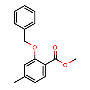 Chemical structure of Methyl 2-(benzyloxy)-4-methylbenzoate , CAS 424791-15-1, AChemBlock AD259399