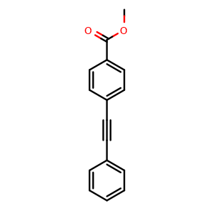 Chemical structure of Methyl 4-(2-phenylethynyl)benzoate , CAS 42497-80-3, AChemBlock AD259400