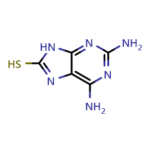 Chemical structure of 2,6-Diamino-9H-purine-8-thiol , CAS 462066-71-3, AChemBlock AD259418