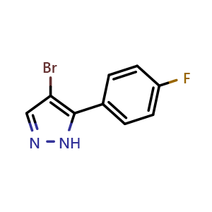 Chemical structure of 4-Bromo-5-(4-fluorophenyl)-1H-pyrazole , CAS 474706-36-0, AChemBlock AD259420