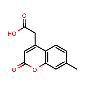 Chemical structure of 2-(7-Methyl-2-oxo-2H-chromen-4-yl)acetic acid , CAS 50402-83-0, AChemBlock AD259440