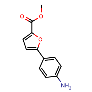 Chemical structure of methyl 5-(4-aminophenyl)furan-2-carboxylate , CAS 52939-06-7, AChemBlock AD259463