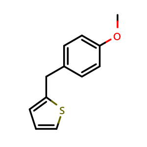 Chemical structure of 2-(4-methoxybenzyl)thiophene , CAS 53039-61-5, AChemBlock AD259466