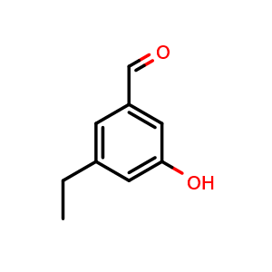 Chemical structure of 3-Ethyl-5-hydroxybenzaldehyde , CAS 532966-64-6, AChemBlock AD259469