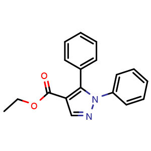 Chemical structure of ethyl 1,5-diphenyl-1H-pyrazole-4-carboxylate , CAS 53561-07-2, AChemBlock AD259475