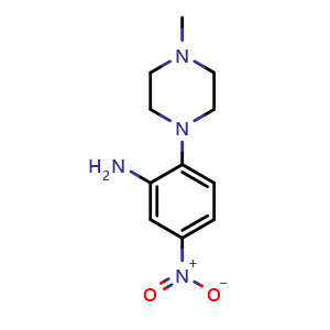 Chemical structure of 2-(4-methylpiperazin-1-yl)-5-nitroaniline , CAS 5367-66-8, AChemBlock AD259480
