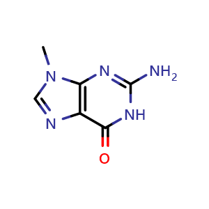 Chemical structure of 2-Amino-9-methyl-1H-purin-6(9H)-one , CAS 5502-78-3, AChemBlock AD259492