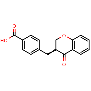 Chemical structure of 4-((4-Oxochroman-3-ylidene)methyl)benzoic acid , CAS 556034-11-8, AChemBlock AD259499