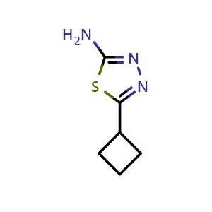 Chemical structure of 5-Cyclobutyl-1,3,4-thiadiazol-2-amine , CAS 56882-73-6, AChemBlock AD259503