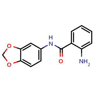 Chemical structure of 2-Amino-N-(2H-1,3-benzodioxol-5-yl)benzamide , CAS 571158-97-9, AChemBlock AD259509
