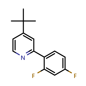 Chemical structure of 4-(tert-Butyl)-2-(2,4-difluorophenyl)pyridine , CAS 583052-24-8, AChemBlock AD259519