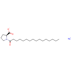 Chemical structure of 1-(1-Oxohexadecyl)-L-proline sodium salt , CAS 58725-33-0, AChemBlock AD259527