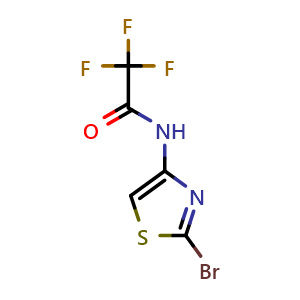 Chemical structure of N-(2-Bromo-thiazol-4-yl)-2,2,2-trifluoro-acetamide , CAS 59134-90-6, AChemBlock AD259536