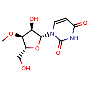 Chemical structure of 3′-O-Methyluridine , CAS 6038-59-1, AChemBlock AD259549