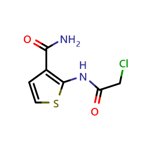 Chemical structure of 2-[(Chloroacetyl)amino]thiophene-3-carboxamide , CAS 610274-69-6, AChemBlock AD259556