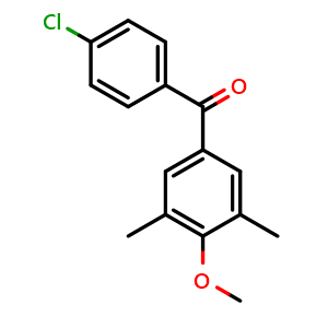 Chemical structure of (4-chlorophenyl)(4-methoxy-3,5-dimethylphenyl)methanone , CAS 61259-84-5, AChemBlock AD259559