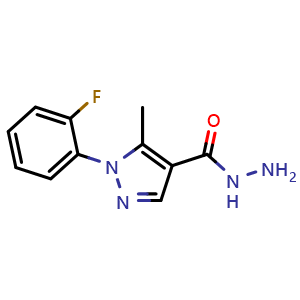 Chemical structure of 1-(2-Fluorophenyl)-5-methyl-1H-pyrazole-4-carbohydrazide , CAS 618092-58-3, AChemBlock AD259565