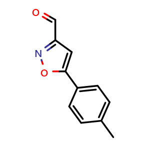 Chemical structure of 5-(4-Methylphenyl)isoxazole-3-carboxaldehyde , CAS 640292-02-0, AChemBlock AD259591