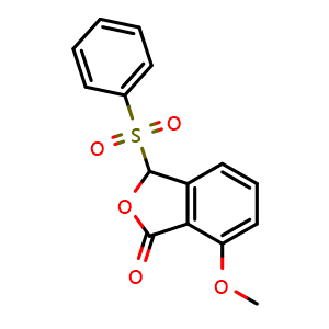 Chemical structure of 7-Methoxy-3-(phenylsulfonyl)isobenzofuran-1(3H)-one , CAS 65131-09-1, AChemBlock AD259599