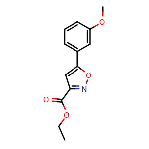 Chemical structure of ethyl 5-(3-methoxyphenyl)isoxazole-3-carboxylate , CAS 668971-57-1, AChemBlock AD259608