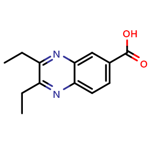 Chemical structure of 2,3-diethylquinoxaline-6-carboxylic acid , CAS 694506-87-1, AChemBlock AD259633