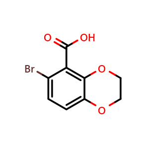 Chemical structure of 6-Bromo-2,3-dihydro-benzo[1,4]dioxine-5-carboxylic acid , CAS 69464-48-8, AChemBlock AD259634