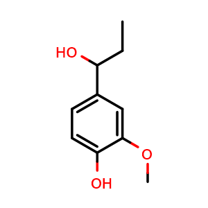 Chemical structure of 4-(1-hydroxypropyl)-2-methoxyphenol , CAS 6997-34-8, AChemBlock AD259640