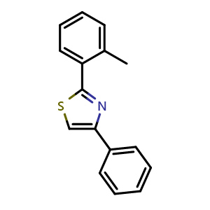 Chemical structure of 2-(2-Methylphenyl)-4-phenylthiazole , CAS 70031-55-9, AChemBlock AD259642
