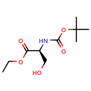 Chemical structure of (S)-Ethyl 2-((tert-Butoxycarbonyl)amino)-3-hydroxypropanoate , CAS 70930-18-6, AChemBlock AD259654