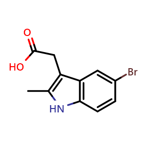 Chemical structure of 2-(5-Bromo-2-methyl-1H-indol-3-yl)acetic acid , CAS 71987-66-1, AChemBlock AD259659