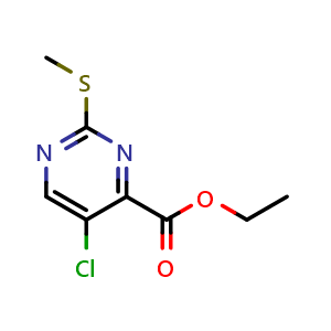 Chemical structure of ethyl 5-chloro-2-(methylthio)pyrimidine-4-carboxylate , CAS 74840-35-0, AChemBlock AD259687