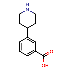 Chemical structure of 3-(Piperidin-4-yl)benzoic acid , CAS 766508-67-2, AChemBlock AD259707