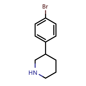 Chemical structure of 3-(4-bromophenyl)piperidine , CAS 769944-72-1, AChemBlock AD259709