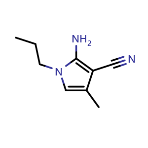 Chemical structure of 2-Amino-4-methyl-1-propyl-1H-pyrrole-3-carbonitrile , CAS 804519-27-5, AChemBlock AD259736
