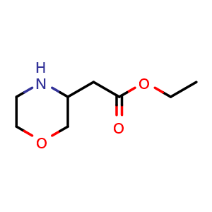 Chemical structure of Ethyl 2-(morpholin-3-yl)acetate , CAS 81684-84-6, AChemBlock AD259746