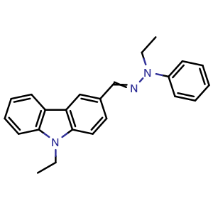 Chemical structure of 9-ethyl-3-((2-ethyl-2-phenylhydrazineylidene)methyl)-9H-carbazole , CAS 84678-52-4, AChemBlock AD259756