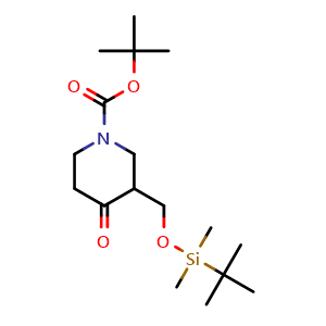 Chemical structure of 1-Boc-3-[(1,1-dimethylethyl) dimethylsilyloxymethyl]-piperidin-4-one , CAS 849767-21-1, AChemBlock AD259761