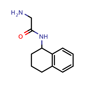 Chemical structure of 2-Amino-N-(1,2,3,4-tetrahydronaphthalen-1-yl)acetamide , CAS 850606-12-1, AChemBlock AD259765