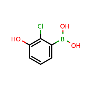 Chemical structure of (2-chloro-3-hydroxyphenyl)boronic acid , CAS 854778-29-3, AChemBlock AD259774