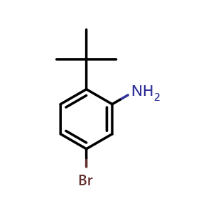 Chemical structure of 5-Bromo-2-tert-Butylaniline , CAS 857595-32-5, AChemBlock AD259779