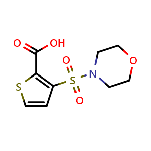 Chemical structure of 3-(Morpholin-4-ylsulfonyl)thiophene-2-carboxylic acid , CAS 878466-29-6, AChemBlock AD259803
