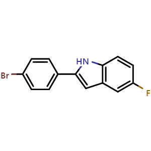 Chemical structure of 2-(4-Bromophenyl)-5-fluoroindole , CAS 885266-74-0, AChemBlock AD259810