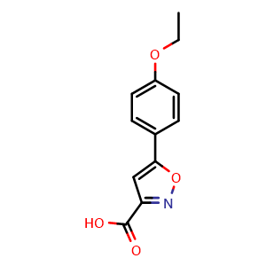 Chemical structure of 5-(4-Ethoxyphenyl)-1,2-oxazole-3-carboxylic acid , CAS 887360-48-7, AChemBlock AD259818